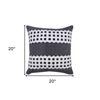 20" Black Gray and White Throw Pillow