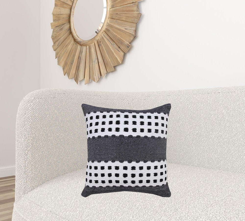 20" Black Gray and White Throw Pillow