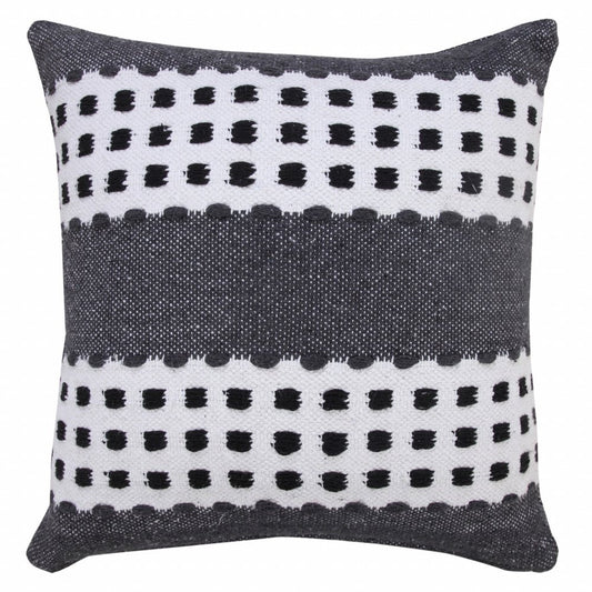 20" Black Gray and White Throw Pillow