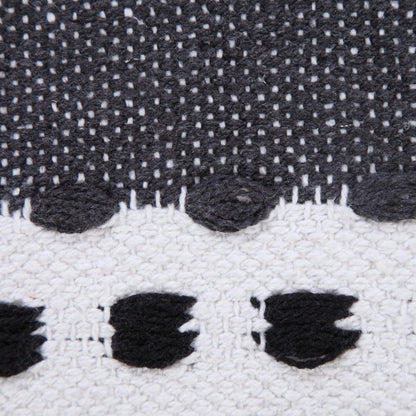 20" X 20" Yellow Black And White 100% Cotton Striped Zippered Pillow