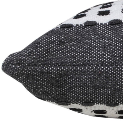 20" X 20" Yellow Black And White 100% Cotton Striped Zippered Pillow