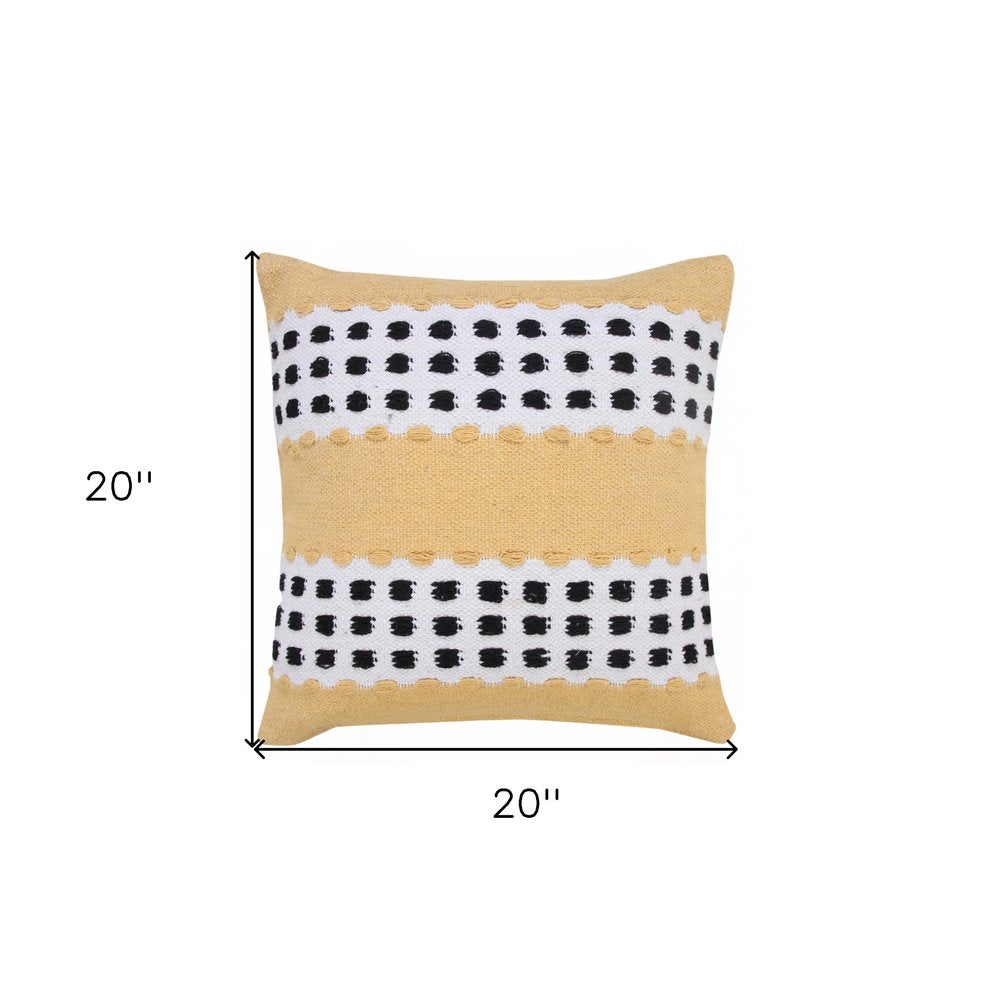 20" Black Gray and White Throw Pillow