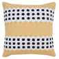 20" X 20" Yellow Black And White 100% Cotton Striped Zippered Pillow