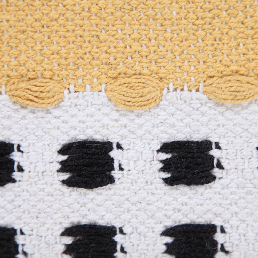 20" X 20" Yellow Black And White 100% Cotton Striped Zippered Pillow