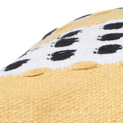 20" X 20" Yellow Black And White 100% Cotton Striped Zippered Pillow