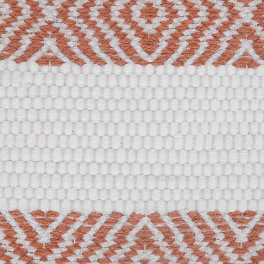 20" Orange And White Geo Striped Cotton Throw Pillow
