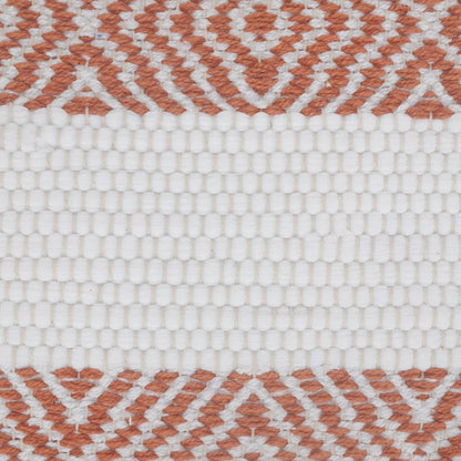 20" Orange And White Geo Striped Cotton Throw Pillow