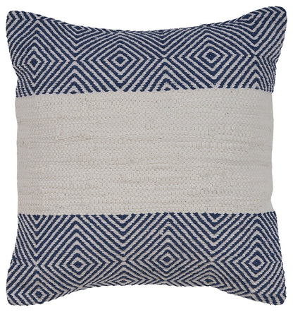 18" X 18" Blue And Ivory 100% Cotton Striped Zippered Pillow