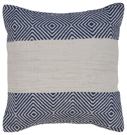 18" Blue and Ivory Throw Pillow