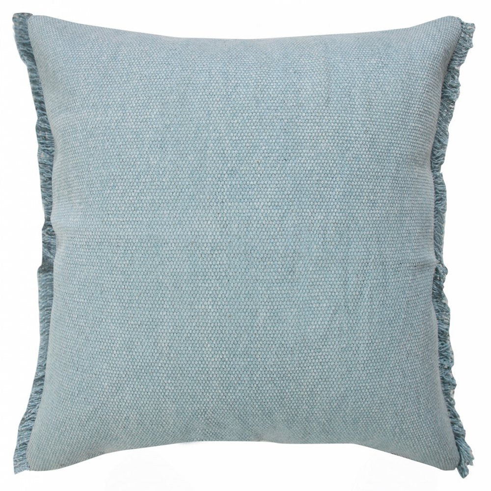 20" Gray Cotton Throw Pillow with Fringe