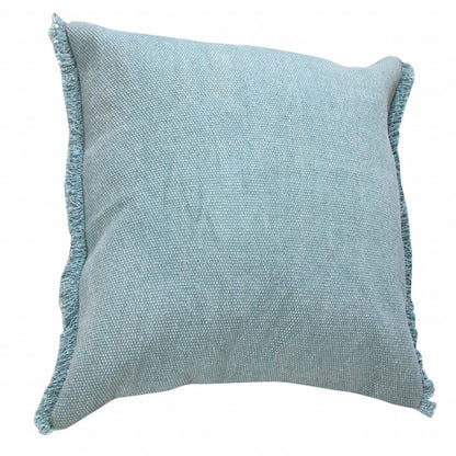 20" Gray Cotton Throw Pillow with Fringe