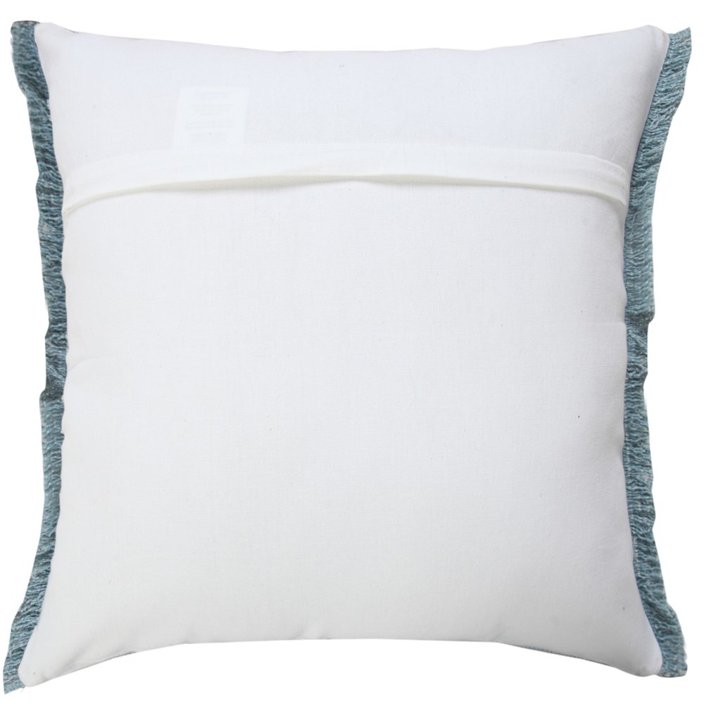 20" Light Blue Cotton Throw Pillow with Fringe