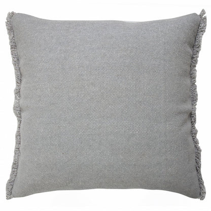 20" Gray Cotton Throw Pillow with Fringe