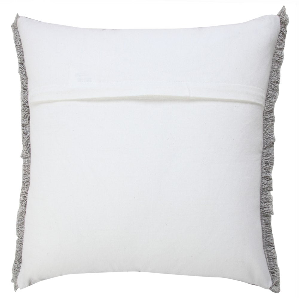 20" Gray Cotton Throw Pillow with Fringe