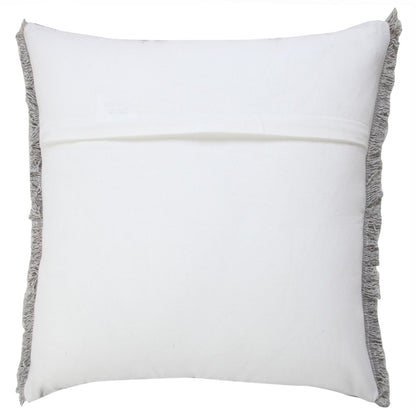 20" Gray Cotton Throw Pillow with Fringe