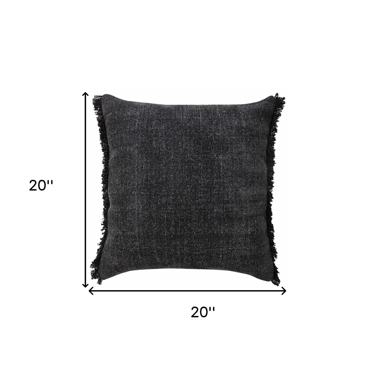 20" X 20" Jet Black 100% Cotton Zippered Pillow