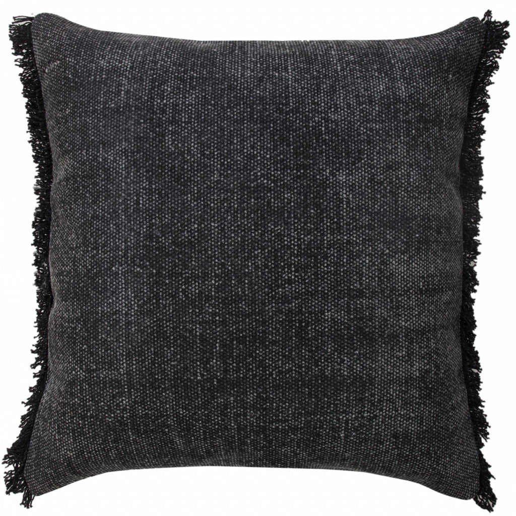 20" X 20" Jet Black 100% Cotton Zippered Pillow