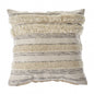 20" Cream Gray And Tan Cotton Striped Throw Pillow