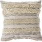 20" Cream Gray And Tan Cotton Striped Throw Pillow