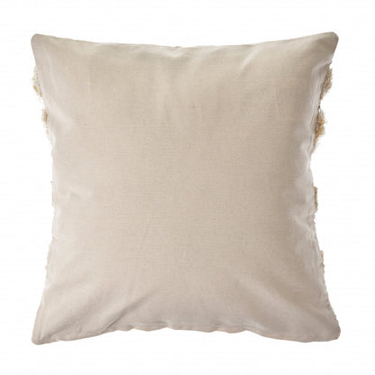 20" Cream Gray And Tan Cotton Striped Throw Pillow