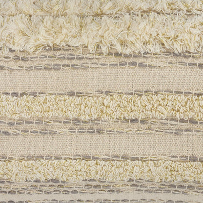 20" Cream Gray And Tan Cotton Striped Throw Pillow