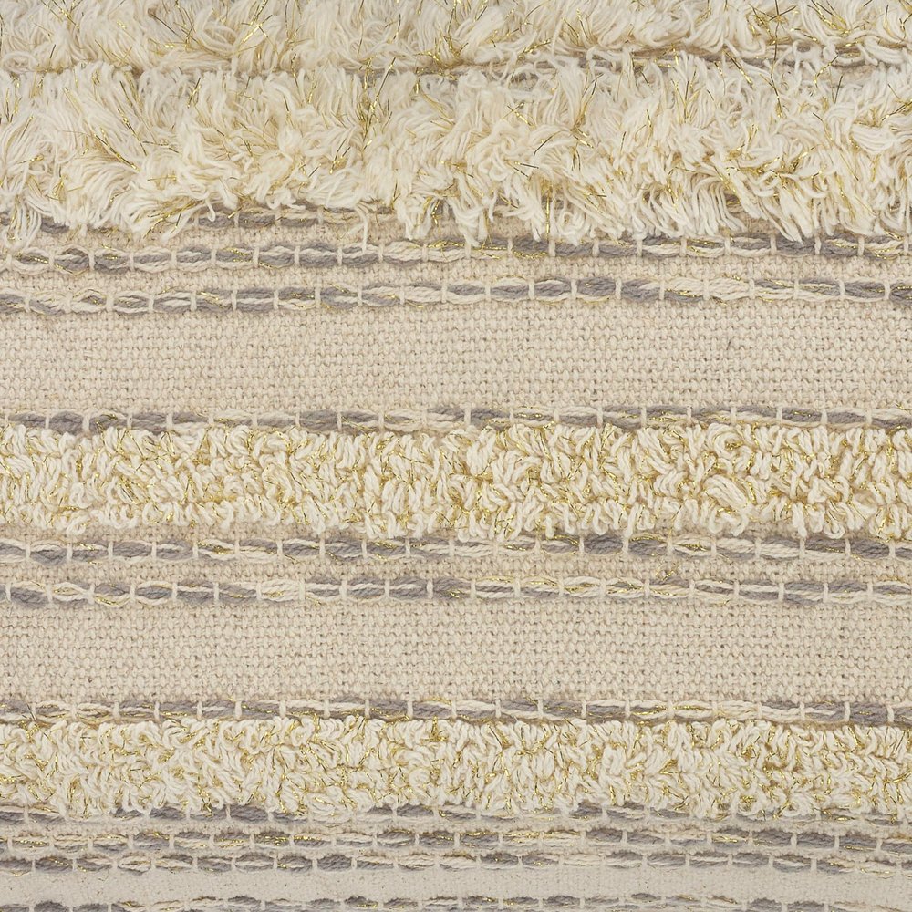 20" Cream Gray And Tan Cotton Striped Throw Pillow