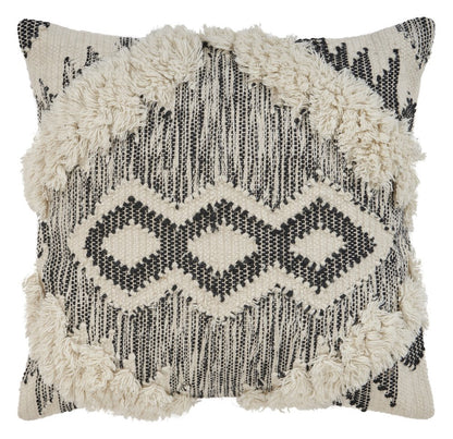 20" Black and Ivory Throw Pillow