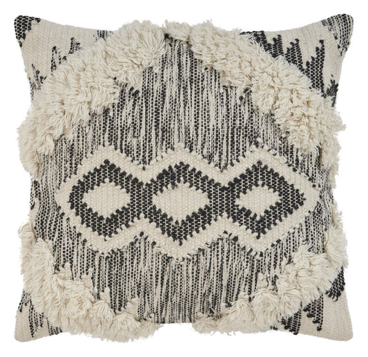 20" Black and Ivory Throw Pillow