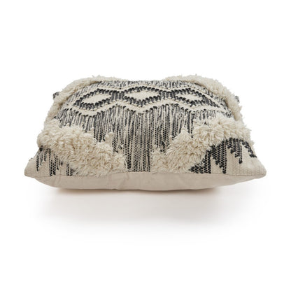 20" Black and Ivory Throw Pillow