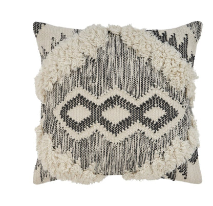 20" Black and Ivory Throw Pillow