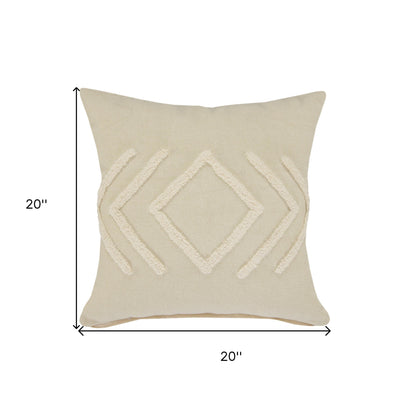 20" X 20" Birch And White 100% Cotton Geometric Zippered Pillow