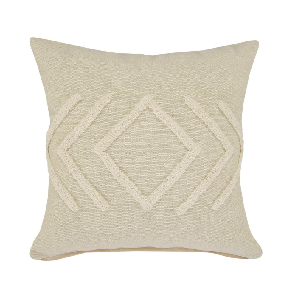 20" X 20" Birch And White 100% Cotton Geometric Zippered Pillow