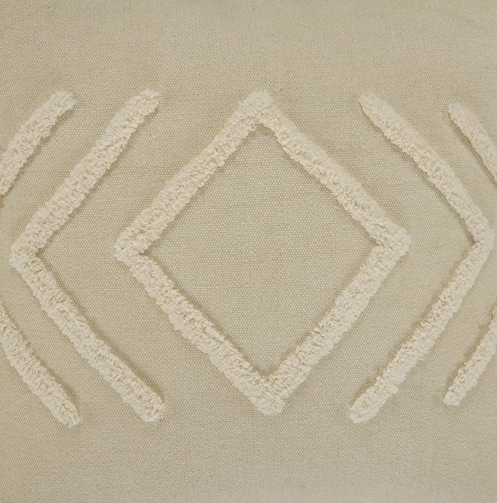 20" X 20" Birch And White 100% Cotton Geometric Zippered Pillow