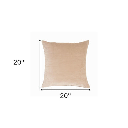 20" X 20" Taupe Cotton Zippered Pillow