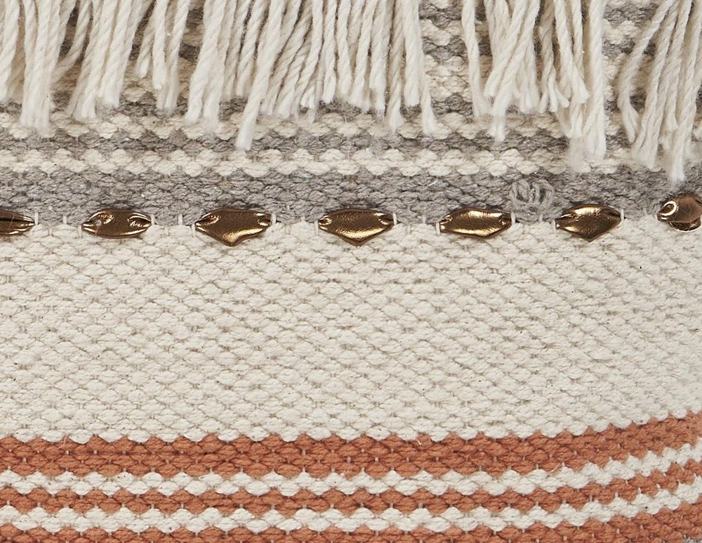 18" Beige and Red Throw Pillow with Fringe
