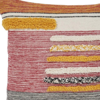 18" Red and Ivory Throw Pillow
