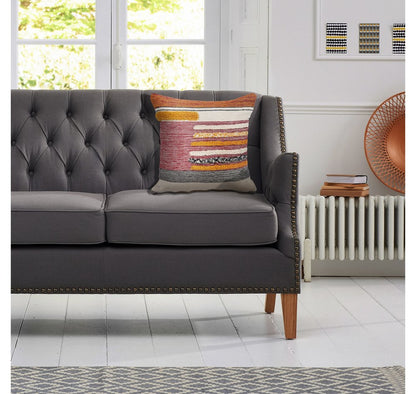 18" Red and Ivory Throw Pillow