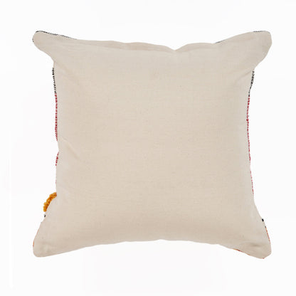 18" X 18" Red and Ivory Linen Cotton Zippered Pillow