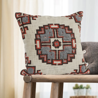 18" X 18" Brown And Beige 100% Cotton Abstract Zippered Pillow