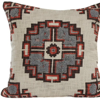 18" X 18" Brown And Beige 100% Cotton Abstract Zippered Pillow
