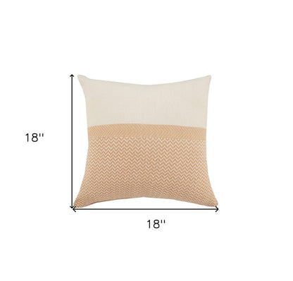18" Orange and Off White Throw Pillow