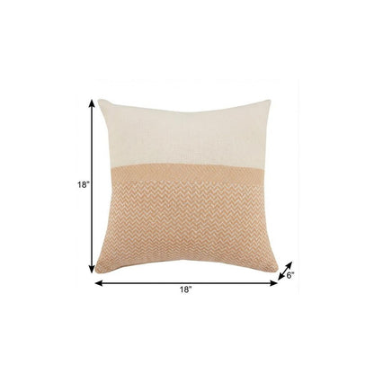 18" Orange and Off White Throw Pillow