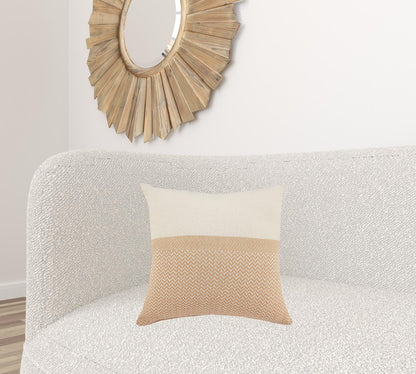 18" Orange and Off White Throw Pillow