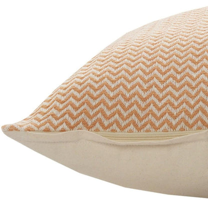 18" Orange and Off White Throw Pillow