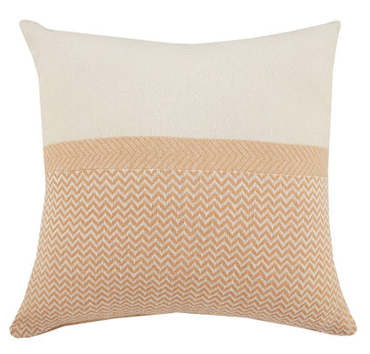 18" Orange and Off White Throw Pillow