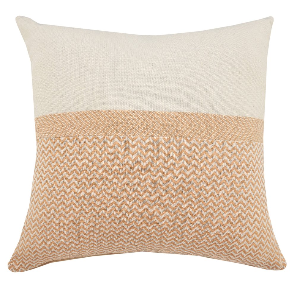 18" Orange and Off White Throw Pillow