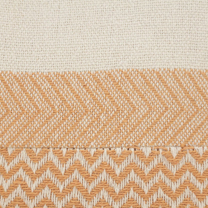 18" Orange and Off White Throw Pillow