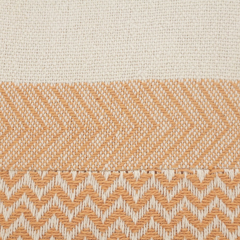 18" Orange and Off White Throw Pillow