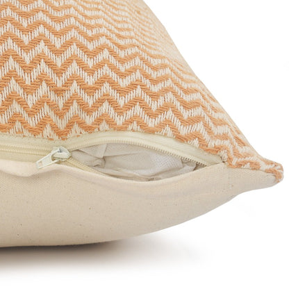 18" Orange and Off White Throw Pillow