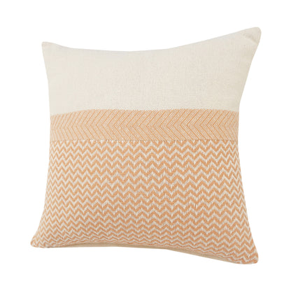 26" X 26" Orange And Off-White 100% Cotton Chevron Zippered Pillow